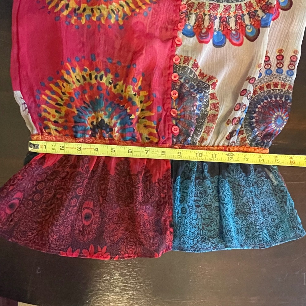 Desigual Long Sleeve Patchwork Mandala Blouse Top… - image 6